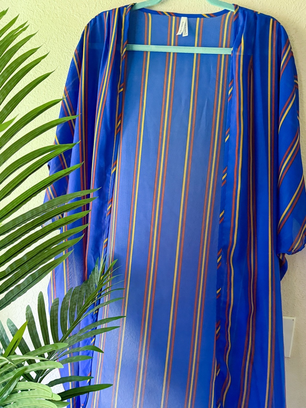 Lightweight Blue Striped Kimono, 1X